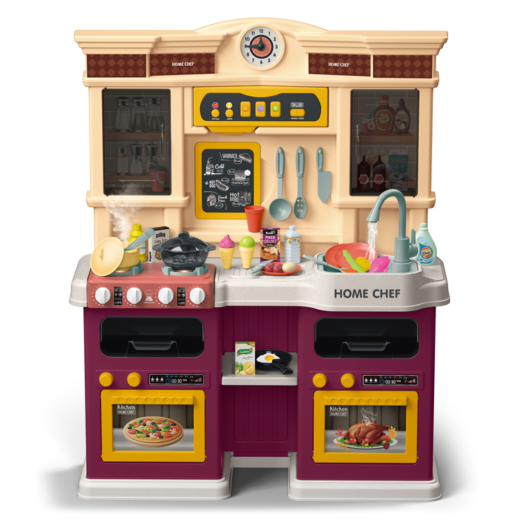 Children play modern kitchen toy 83cm height kitchen set 73pcs accessories plastic kitchen toy