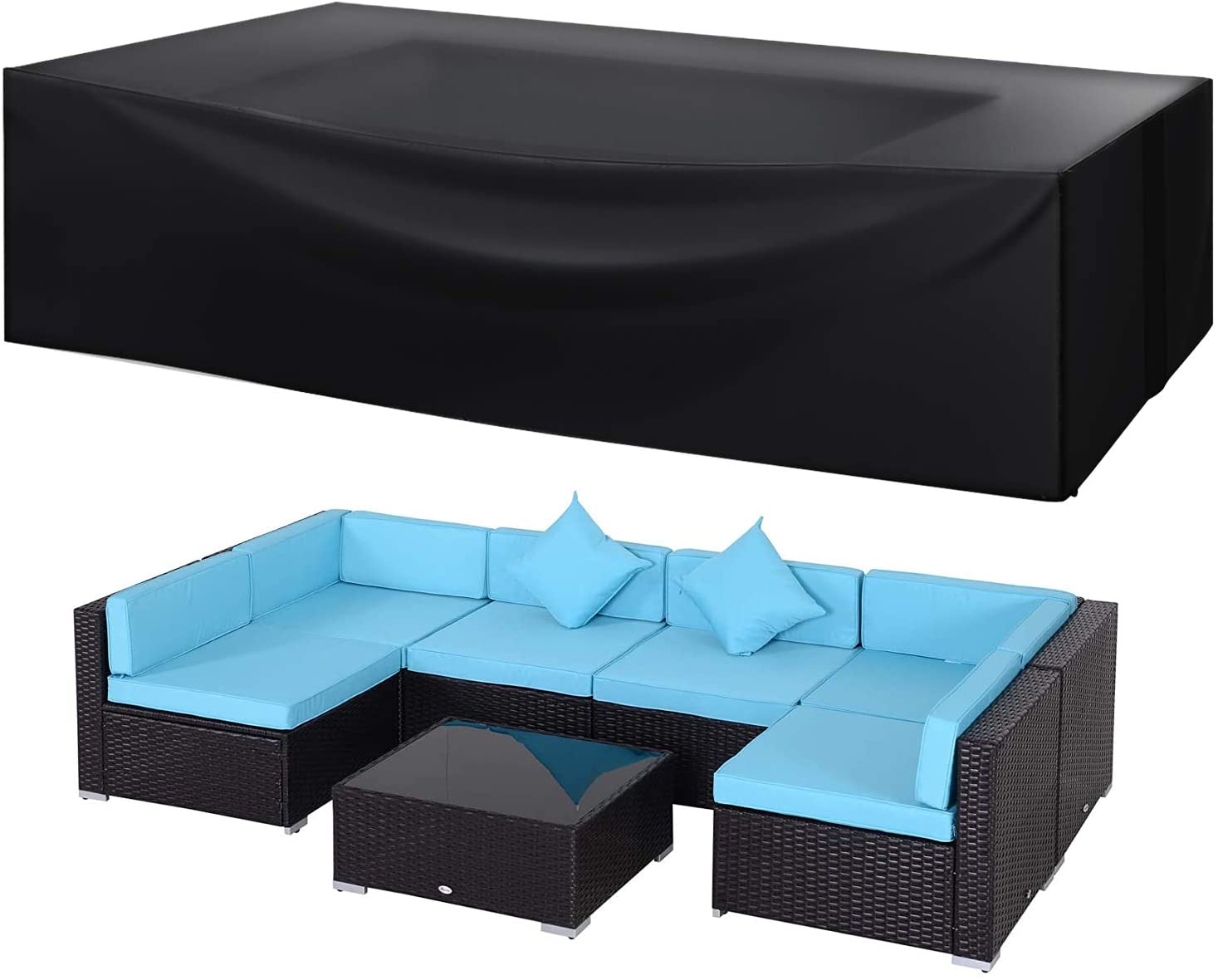 polyester material outdoor modular seating protective cover waterproof dustproof with drawingsting