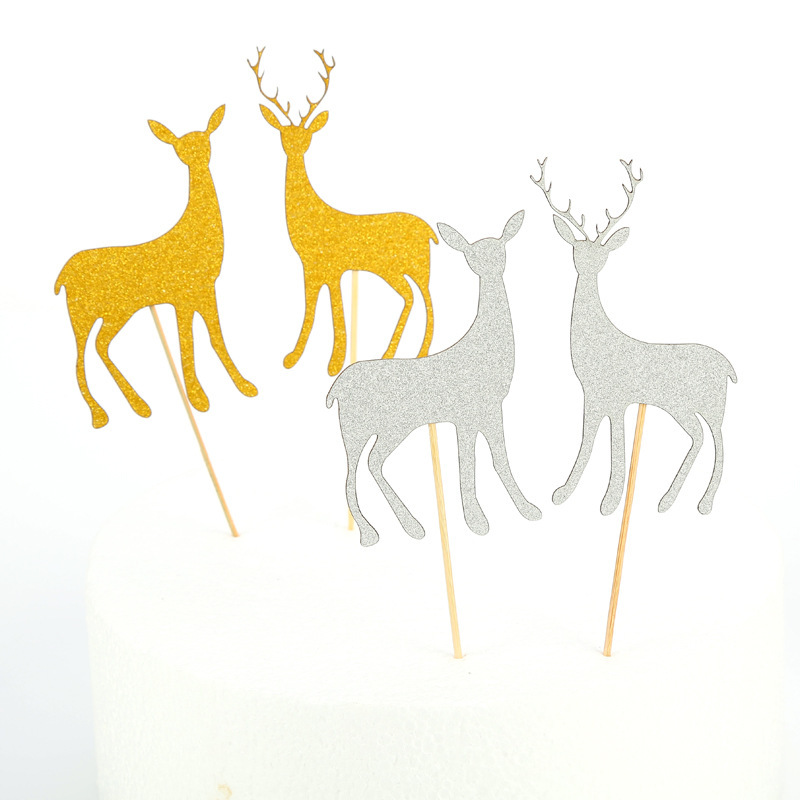 10 pieces of Christmas deer cake inserts Golden fawn cake inserts