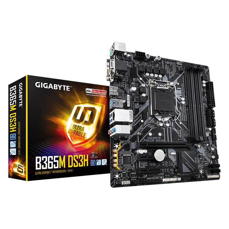 Игровая Материнская плата GIGABYTE B365M DS3H поддерживает процессоры Intel Core 9th и 8th Gen с чипсетом Intel B365 LGA 1151 Socket