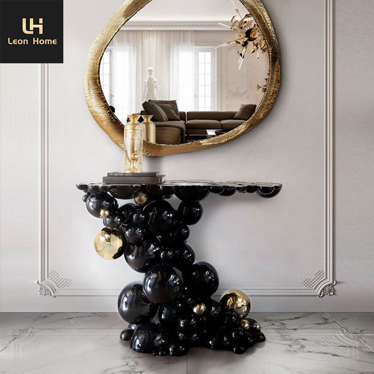 Luxury tree trunk design stainless steel console tables modern contemporary for home living room