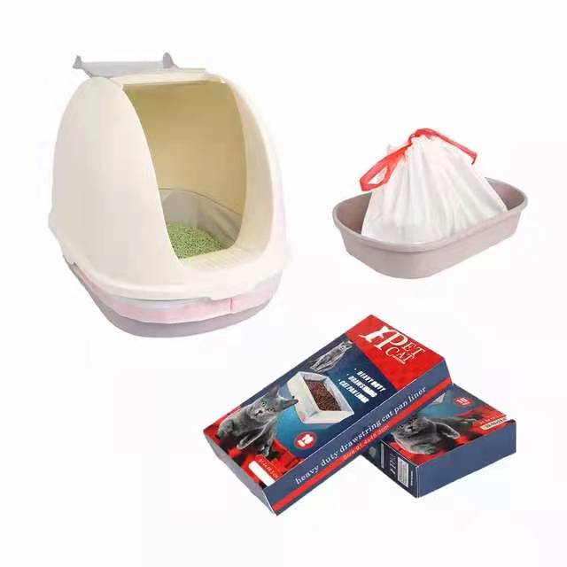 Biodegradable Plastic Cat Litter Pan Box Liners Heavy Duty Durable Drawstring Cat Litter Bags