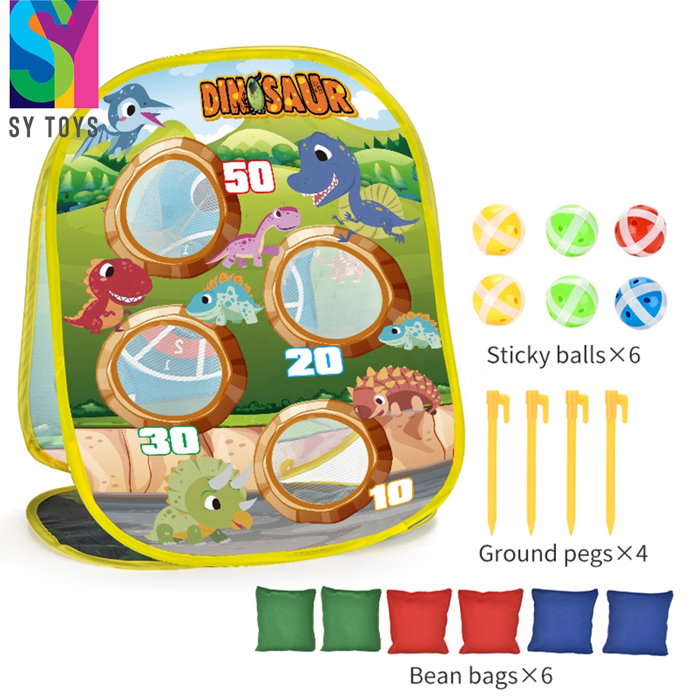 SY Amazon Sport Toys Bean Bag Toss Game Toy Throwing for kids dinosaur double sided cornhole board with 6 beanbags outdoor toys