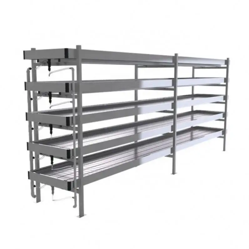 Movable multi level vertical ebb and flow rolling bench rack system with grow tray