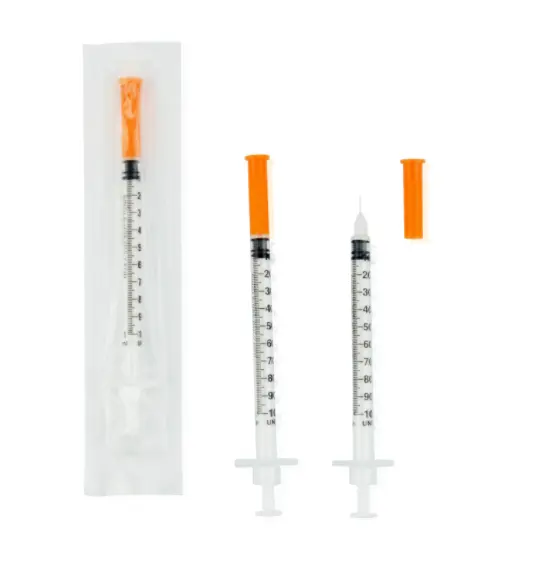 Disposable Sterile 100u Colored 30g Orange Cap Insulin Syringe 1ml With CE Approved