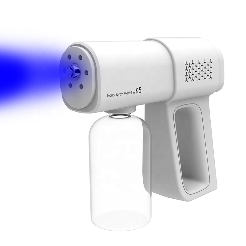 10W Blue Led Light Anion Nano Disinfent Sterilizer Smoke Fog Spray Guns Mini Rechargeable Wireless Disinfection Nano Spray Gun