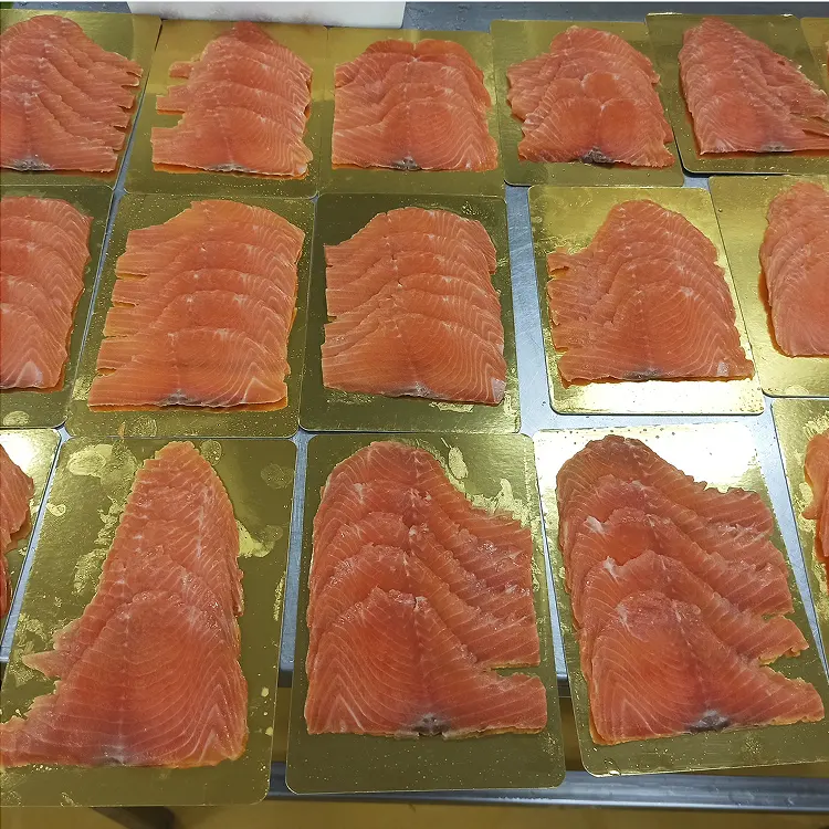Frozen Cold smoked Salmon Trout Slice Oncorhynchus Mykiss Raw Material Premium Grade Farmed In China