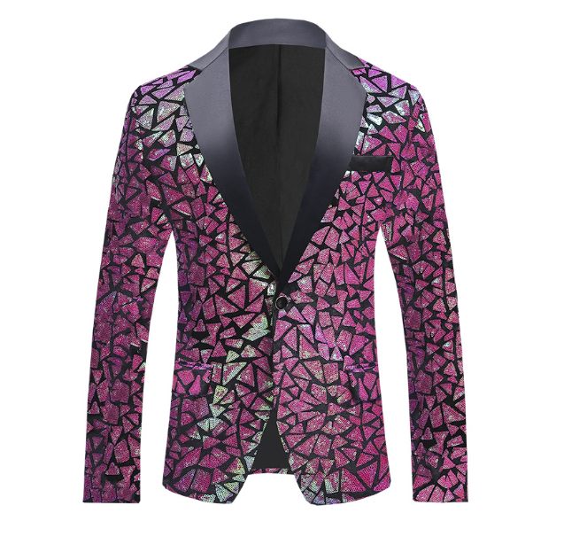 Fireworks Glitter Suit Jacket Sequin Stylish Shawl Collar Lapel Slim Fit Blazers Party Prom Stage Blazer Mens Coat