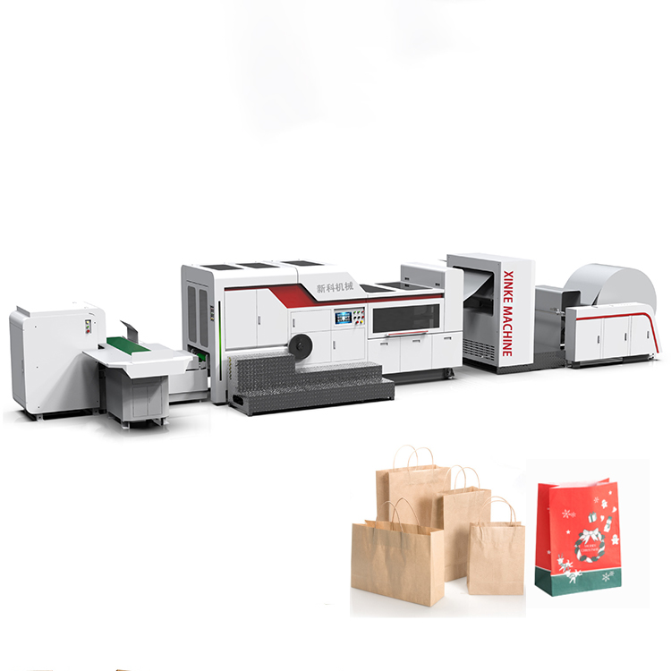 Two/Four Color Print Paper Bag Machine Square Bottom Shopping Kraft flat Paper Bag Machine