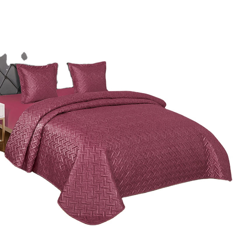100% satin reversible coverlet set 3pcs bedspread set
