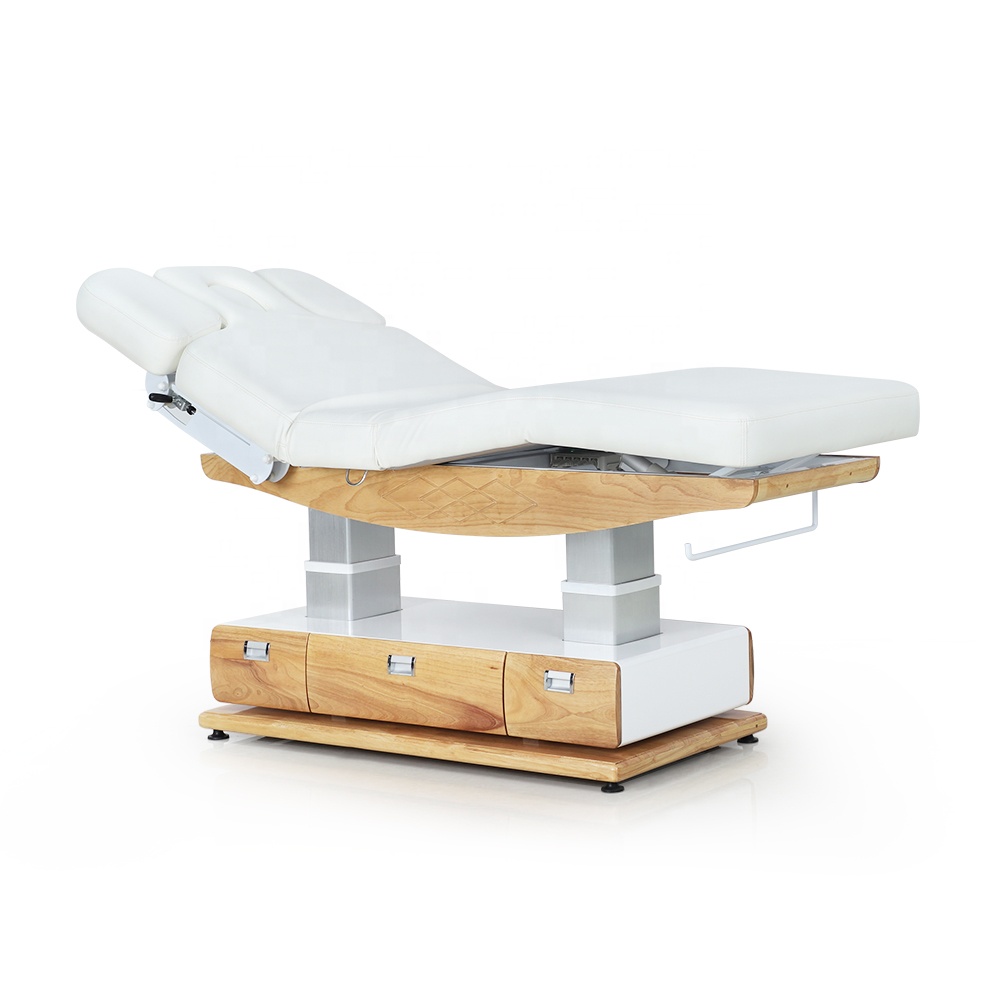 White Luxury Multifunction Beauty Salon Spa Wellness 4 Electric Motors Treatment Facial Eyelash Cosmetic Couch Bed Massage Table