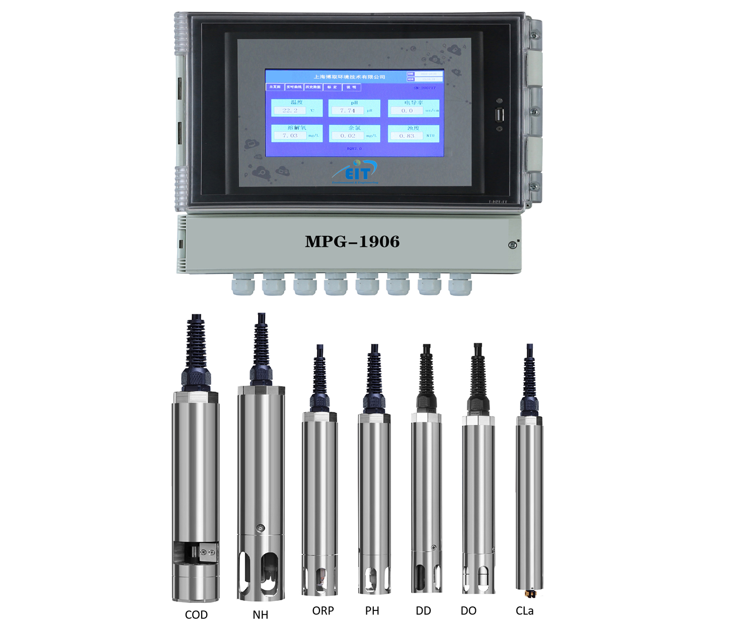 Цифровой rs485 modbus мультипараметрический монитор аквакультура система мониторинга воды