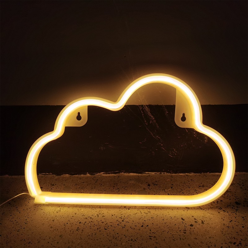 Led Cloud Design Neon Sign Night Light Art Decorative Lights Plastic Wall Lamp For Home Room Holiday Lighting Xmas Party