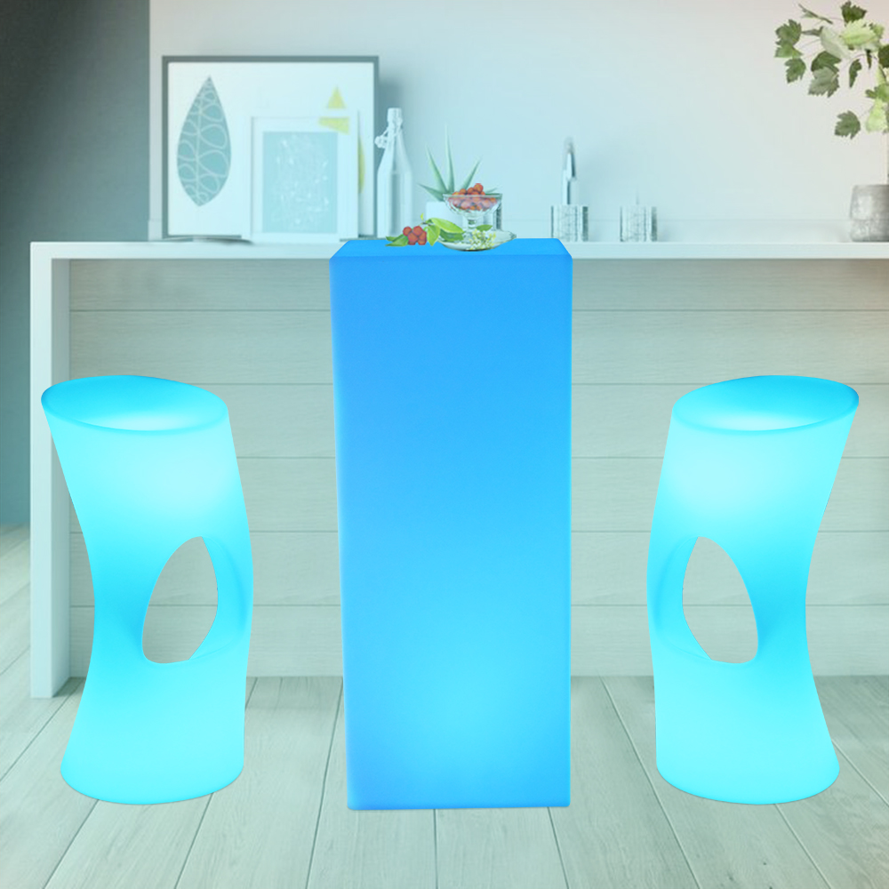 Rechargeable LED Cube Stool Light up LED Chairs & Tables Durable Plastic Furniture for Indoor & Outdoor Garden Use