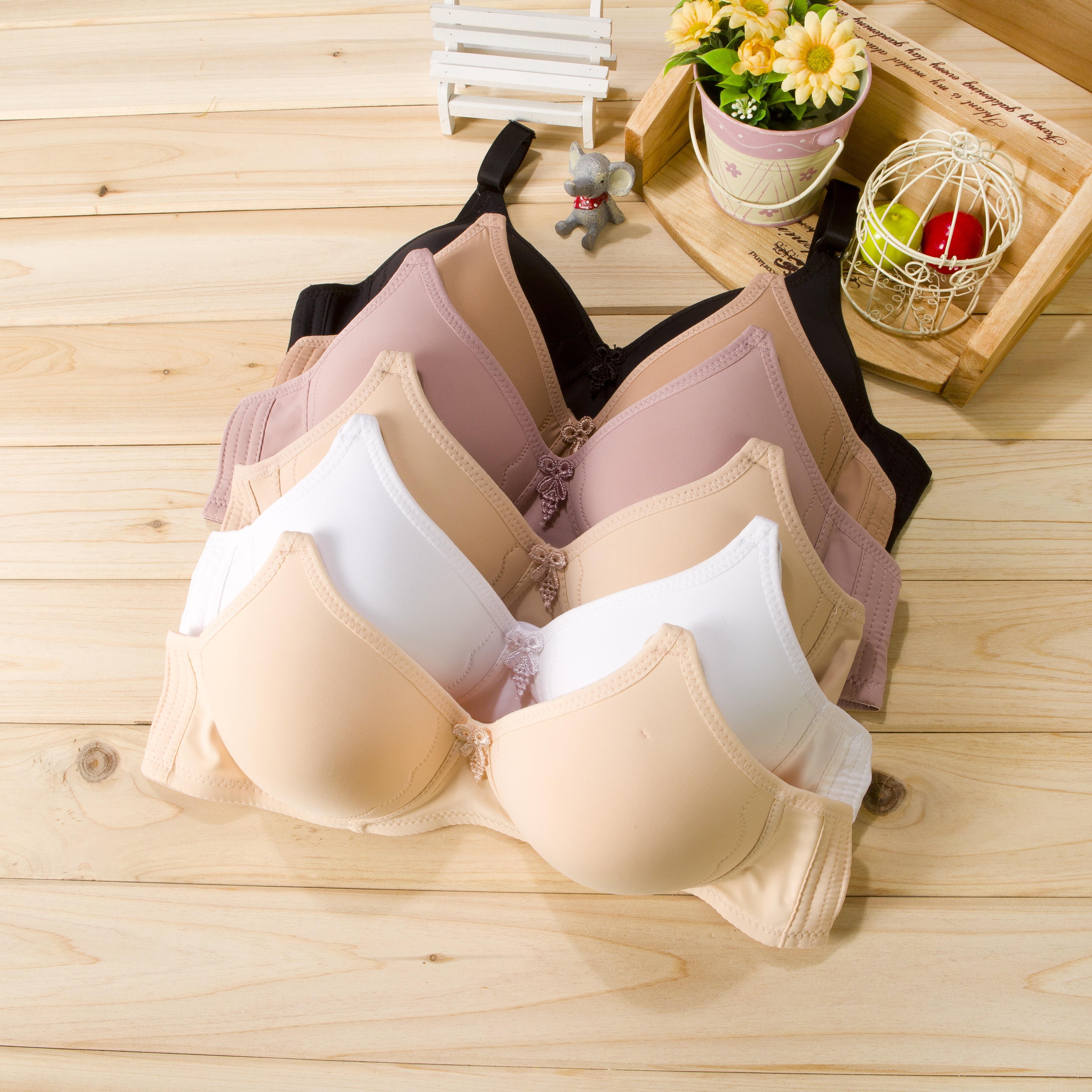 Wholesale New Style Women's Bra Wire Free Solid Color Bra Plus Size Bra