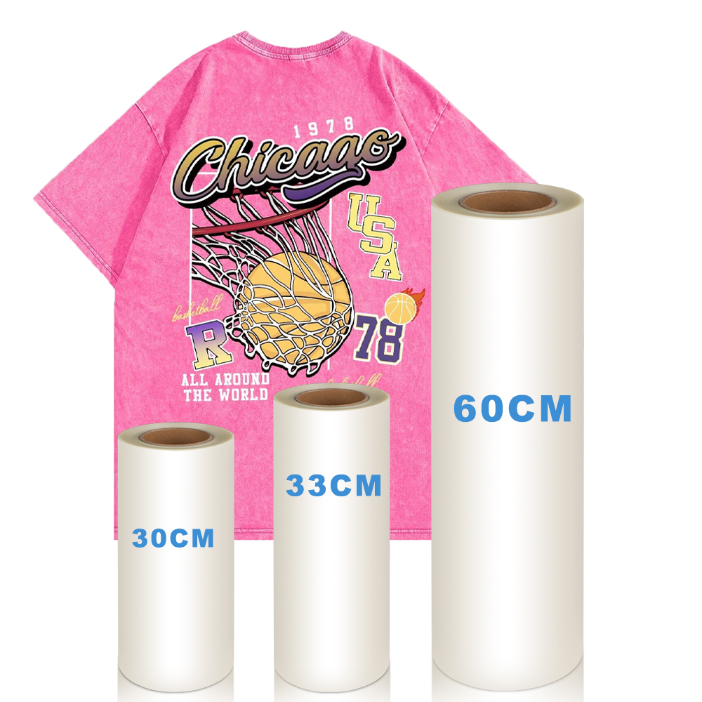 Winnerjet Heat transfer 30cm 33cm 60cm DTF PET FILM sticker design logo clothes heat transfer film plastic sheet for printing