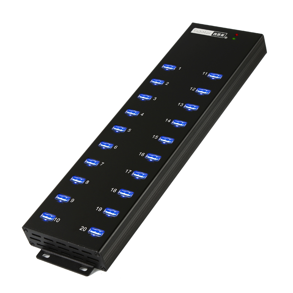 Sipolar 20 Port USB 2.0 Hub 20 Charger and Syncs Port with 12V 8A Desktop Power Adapter A-805