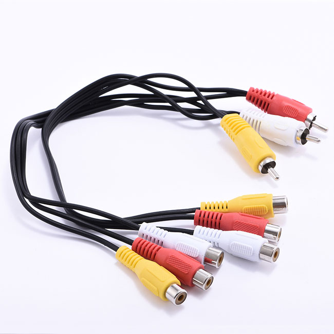 RCA Cable 0.3m Audio Video Extension Cable 3Rca Male to 6Rca Female Cable for Network TV Set Top Box DVD