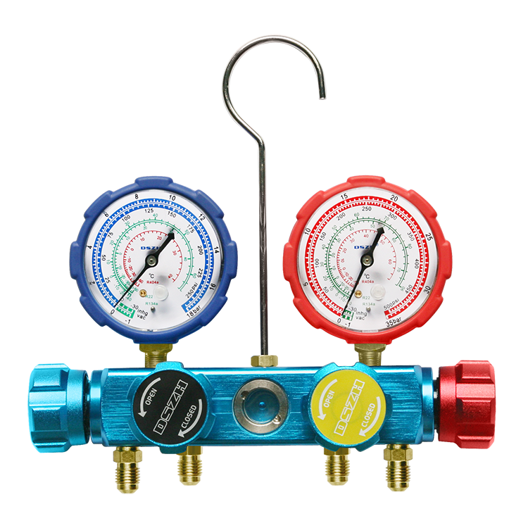 2 Valve manifold gauge refrigeration accessories r134a,r410a,r22 testing manifold gauge