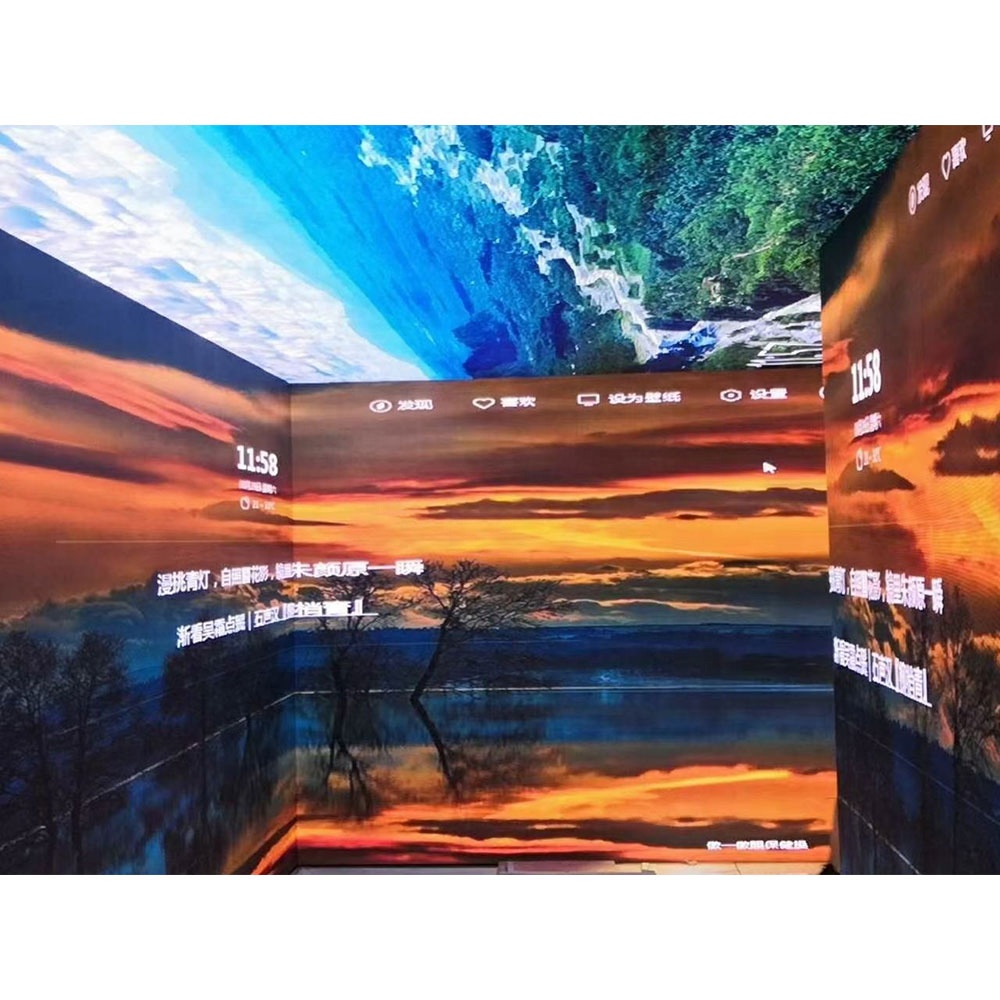 3D эффект погружения в окружающую среду экран студия проект решение для съемки нереальные двигательные сцены виртуальное производство светодиодная видеостена