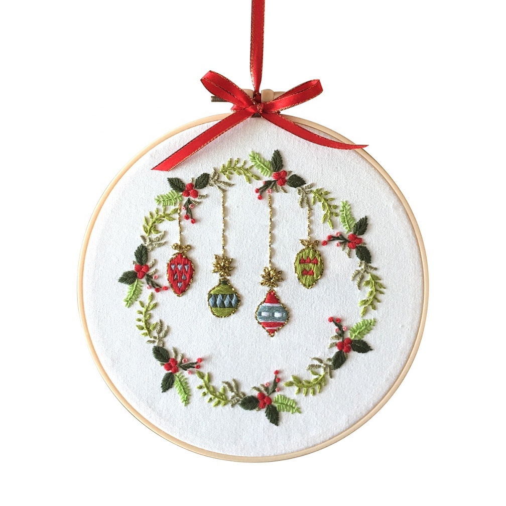 Christmas Embroidery Kits for Adults with Hoop, Thread, Needles, English Manual, DIY Craft for Beginner