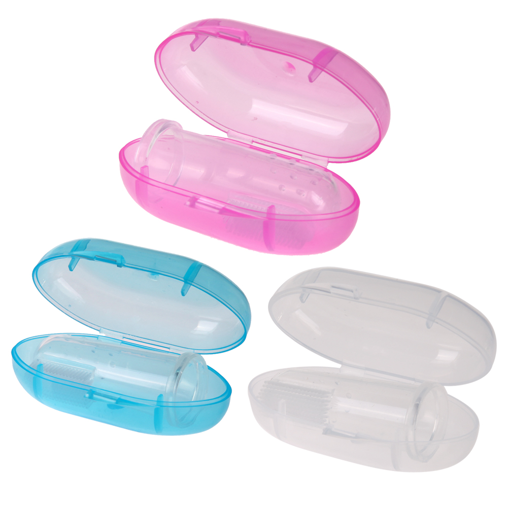 Ergonomic Design Soft Silicone Baby Finger Cover Toothbrush With Plastic Box Cleaning Teeth Tooth Brush