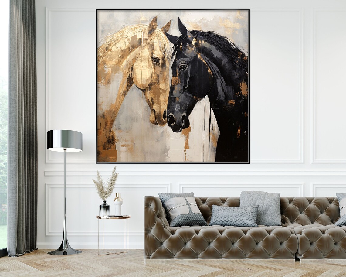 Horses in Love 100% Handmade Textured Abstract Oil Painting Acrylic Painting Wall Decor Living Room Office Wall Art