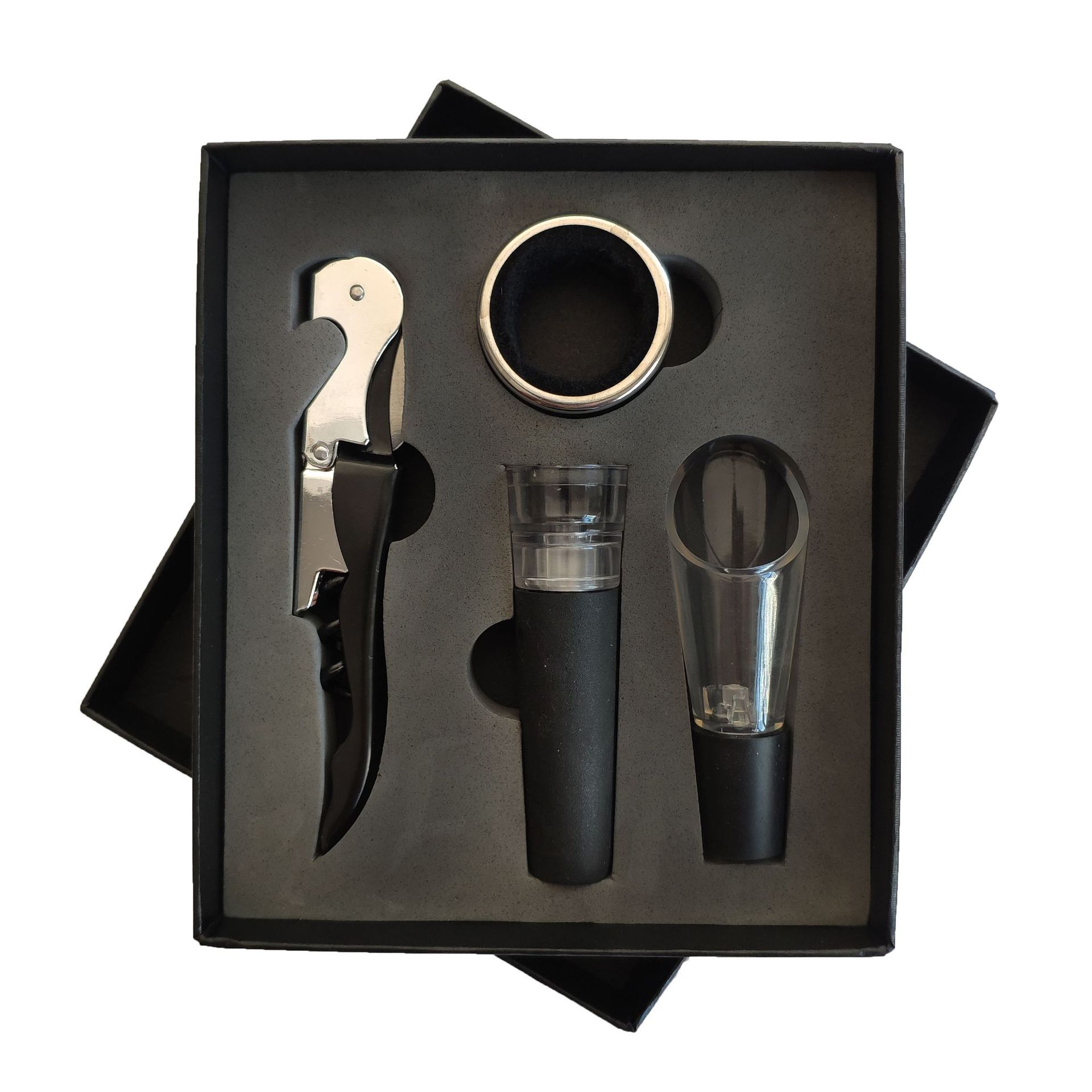 EE072 Wine Bottle Opener Corkscrew Gift Set Foil Cutter Stopper Pouring Spout Custom Logo Waiters Corkscrew Wine Corkscrew Set