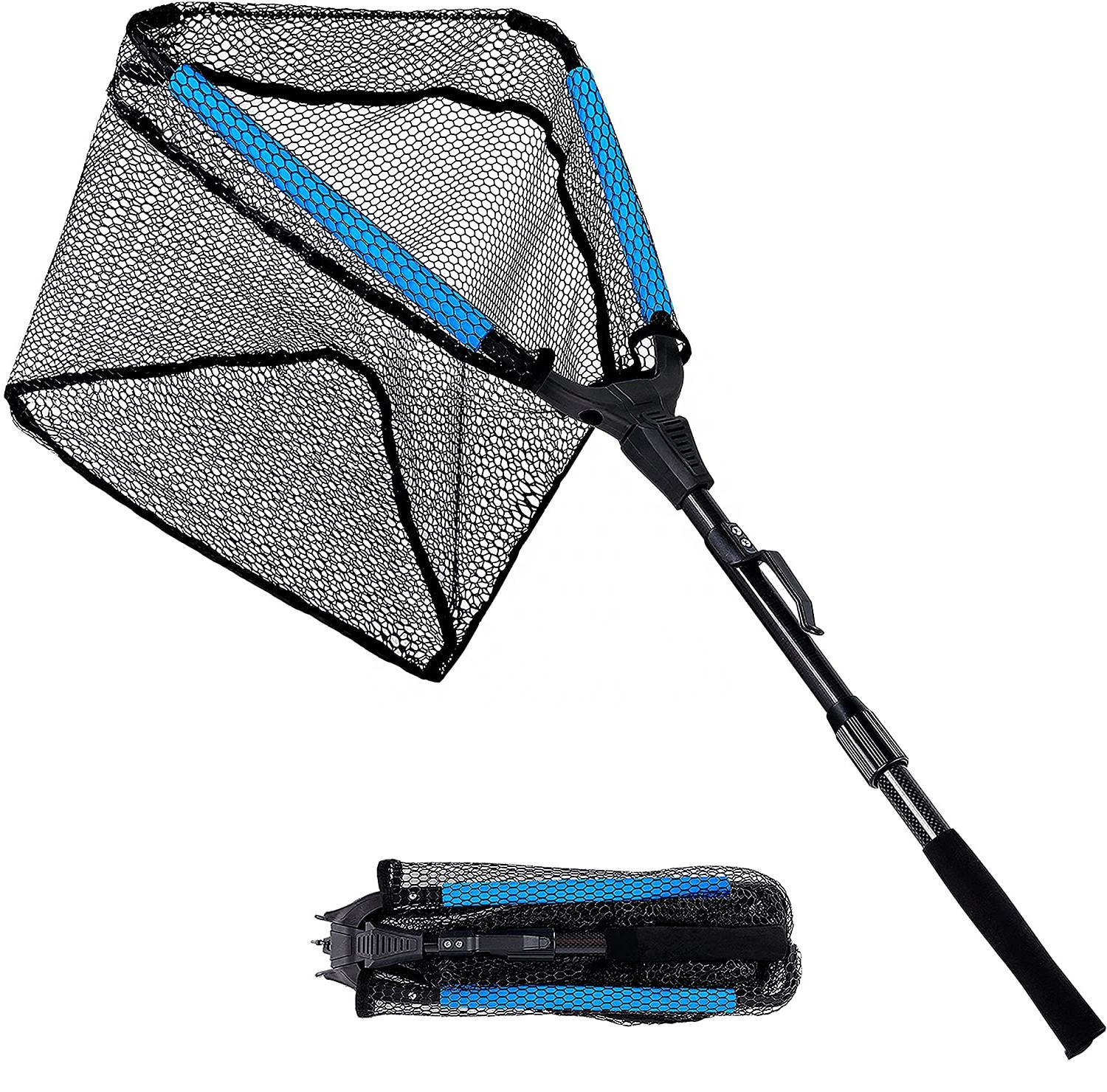 Hot Sales Floating Fish Net Small Fly Hand Luminum Abs Telescopic Foldable Long Handle Telescopic Fish Catching Landing Nets