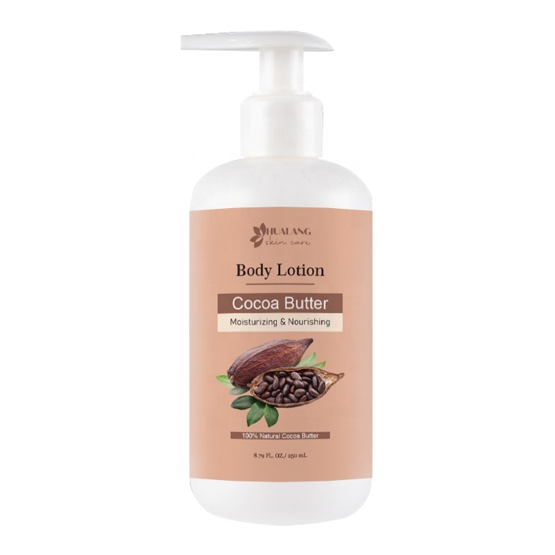 Custom Private Label Low MOQ Paraben Free Cocoa Butter Body Cream Moisturizing Whitening Soothing Brightening Body Lotion