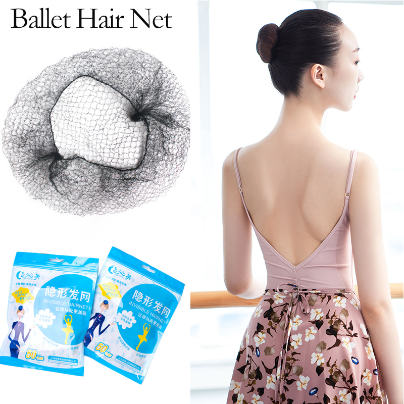 New Women's Ballet Skating Headgear Hidden Lace Hair Net Cover Black Bun Sports Hair Net