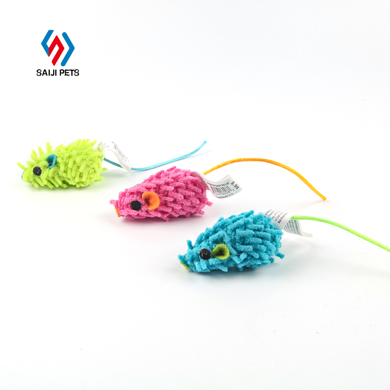 Saiji wholesale thread Macaron mini plush mouse cat toys for sale
