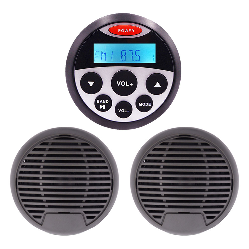Морской Стерео-радиоприемник Bluetooth аудио FM AM MP3-плеер звуковая система + 3 "Водонепроницаемый морской динамик для ATV UTV лодки яхты мотоцикла