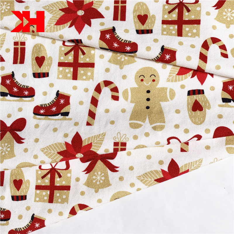 wholesale 155cm width christmas cotton jersey knit fabric print for baby romper