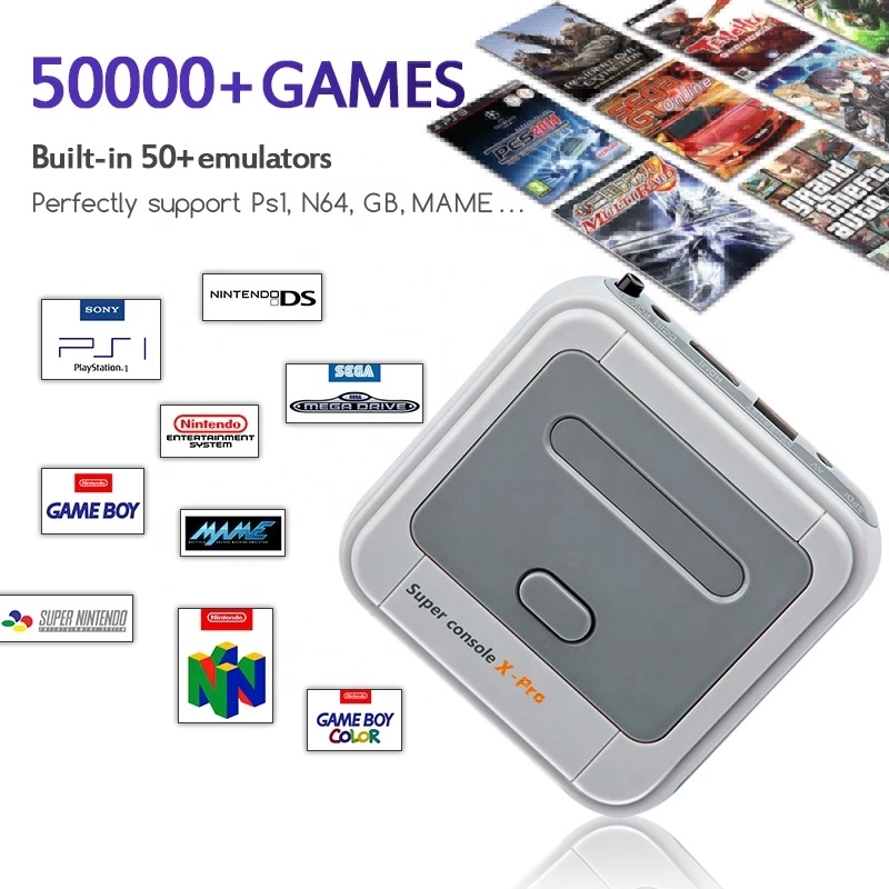 Retro WiFi Super Console X Pro 4K HD TV Video Game Consoles For PS1/N64/DC With 50000+ Games With 2.4G Wireless Controllers