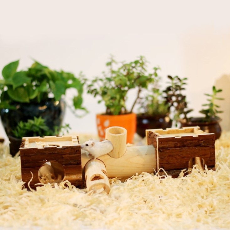 Hamster Guinea Pig Tunnel Maze Toy Wooden House