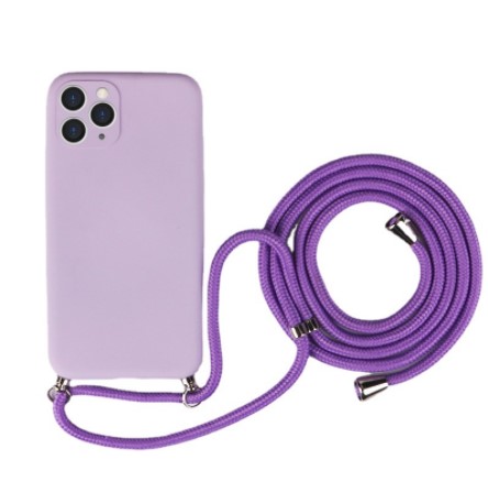 Цветной силиконовый чехол для iPhone 14 с ремешком и шнурком на плечо