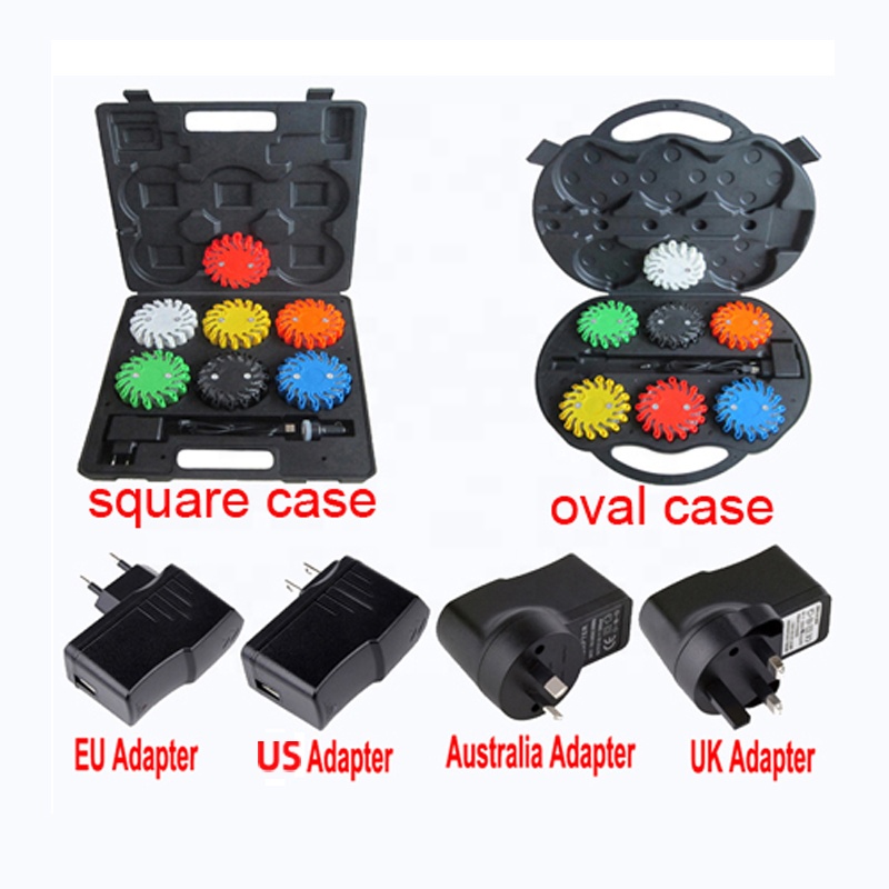 6 Pack Rechargeable Led Warnlechute lampeggianti Blu Emergency Disc Safety Flares Warning Light Flashing LED Road Flares