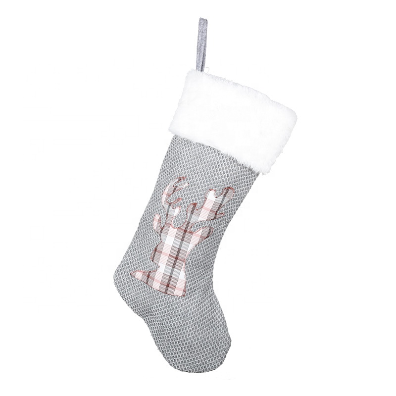 EAGLEGIFTS Poliestere Printing Window Decorations Gray Quilted Christmas Stockings