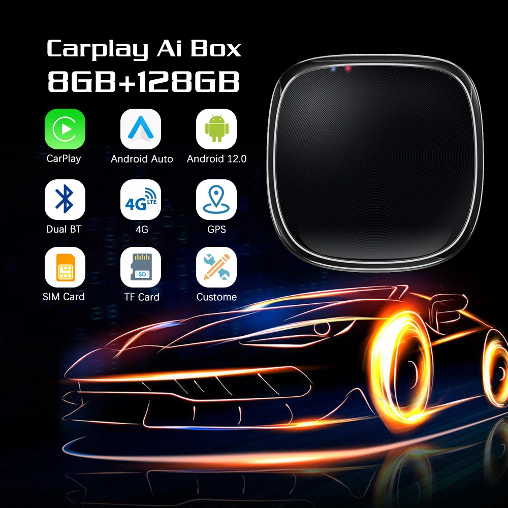 Беспроводная мини-мультимедийная коробка, Android 12, Auto Car Play, Умная коробка USB Ai, 2017-2021, Вся автомобильная игра, Волшебная коробка, 2022