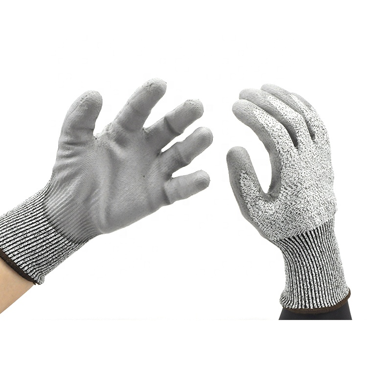 13G Pu Safety Gloves Level 5 Cut Resistant Gloves Ansell Grey Anti-Cut Work Gloves