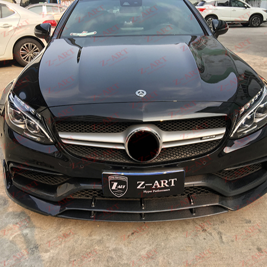 Z-ART реальные юбка переднего бампера из углеродного волокна для C63 Купе Седан 2015-2019 углеродного волокна передний спойлер для W205 C63 углеродного волокна спереди подбородка