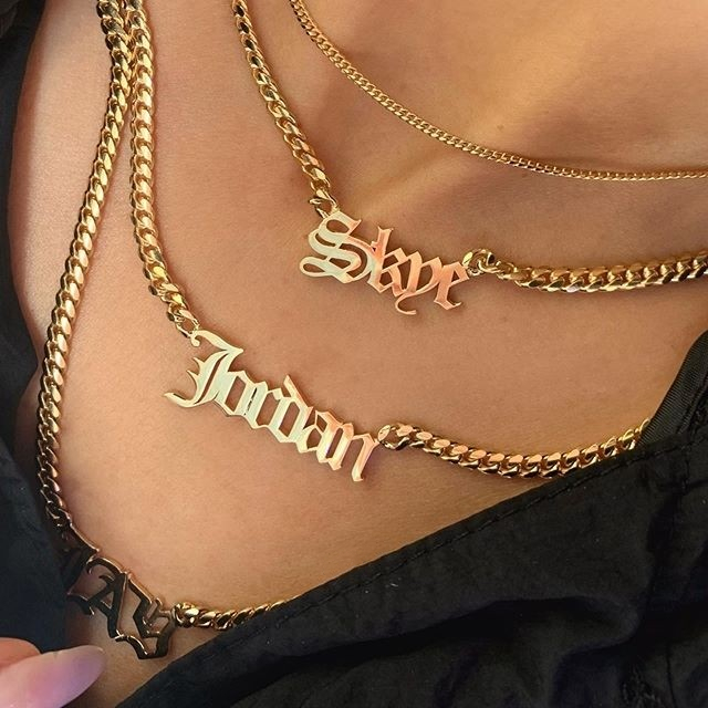 Personalized Jewelry Fashion Men Women Gift 316 Stainless Steel Gold Plated Heavy Cuban Chain Customized Name Necklaces