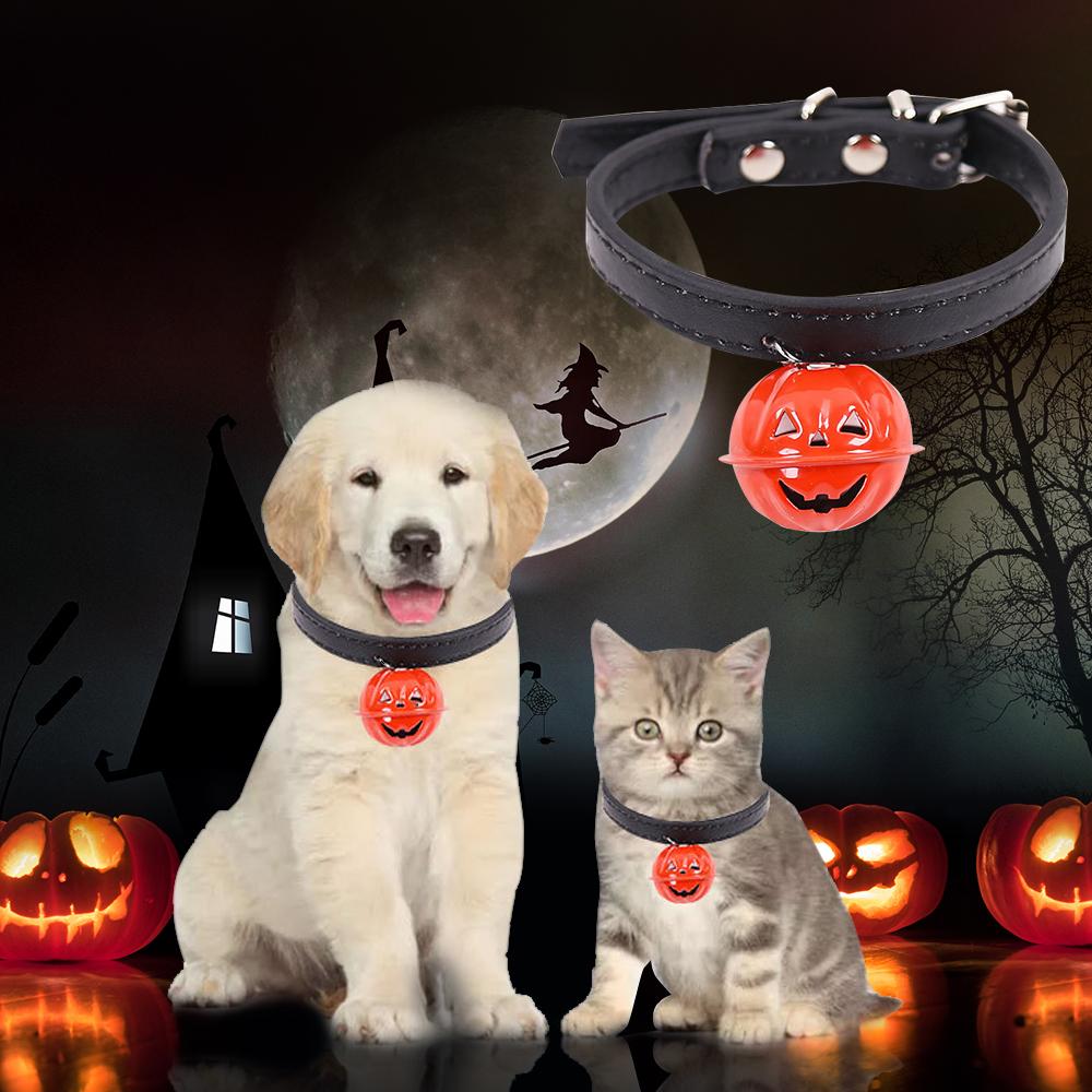Pet Accessories Small Medium Cat Collar Adjustable Pumpkin Bell Halloween Decor Custom Dog Pet Collars.
