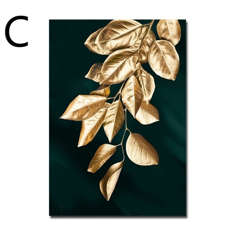 Canvas Poster Oil Painting Nordic Decoration Golden Leaf Plants Print Wall Art Painting Decorative Pictures Wall Paintings for L