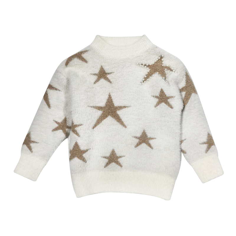 2020 white knit stars jacquard latest sweater designs for girls