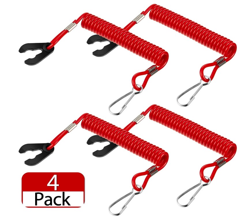 4 Pieces Universal Outboard Switch Keys with Stop Switch Lanyard Cord Safety Lanyard Suit for Most Board Engine