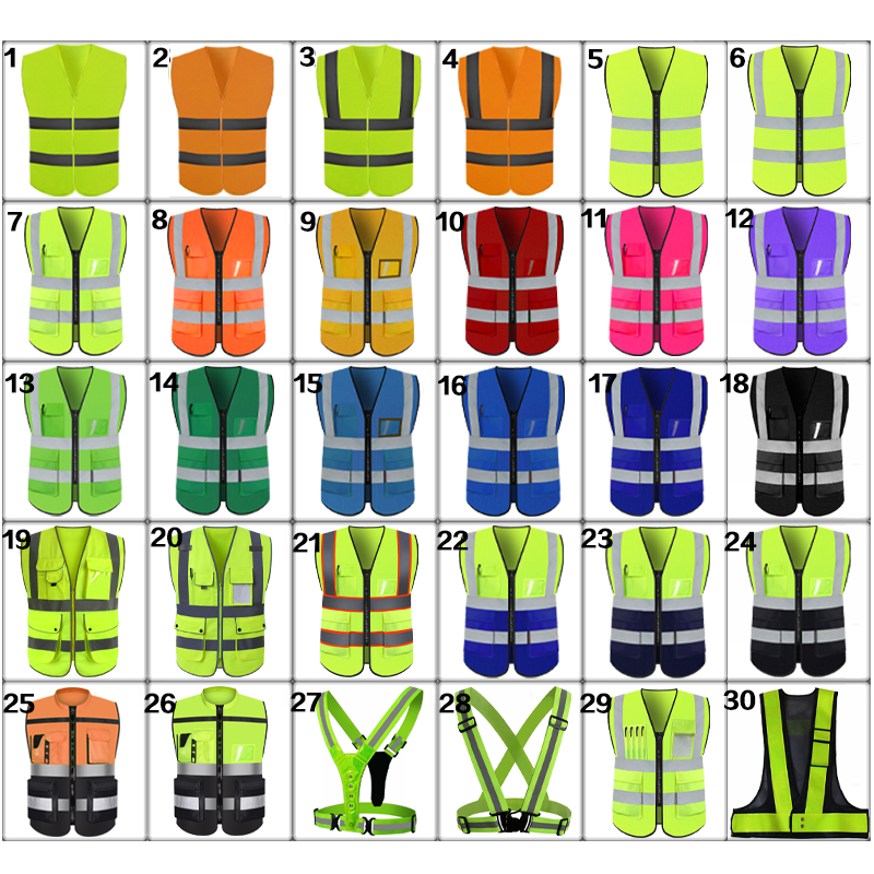 Customize various styles and colors of reflective safety vests with logos based on pictures