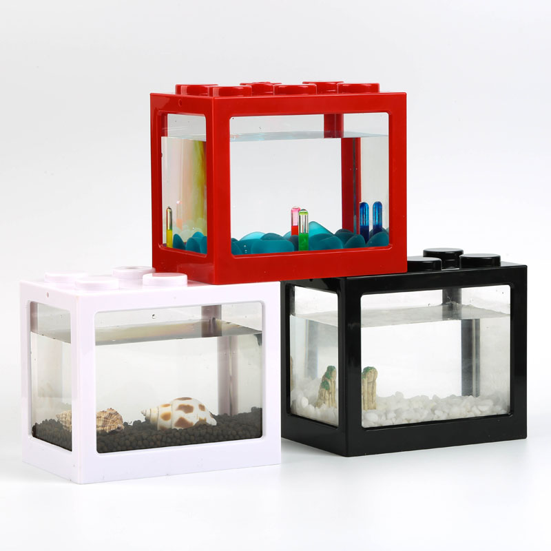 10 видов цветов Betta fish мини аквариум творческий строительный блок аквариума для дома и офиса журнальный столик украшения контейнер для кормления