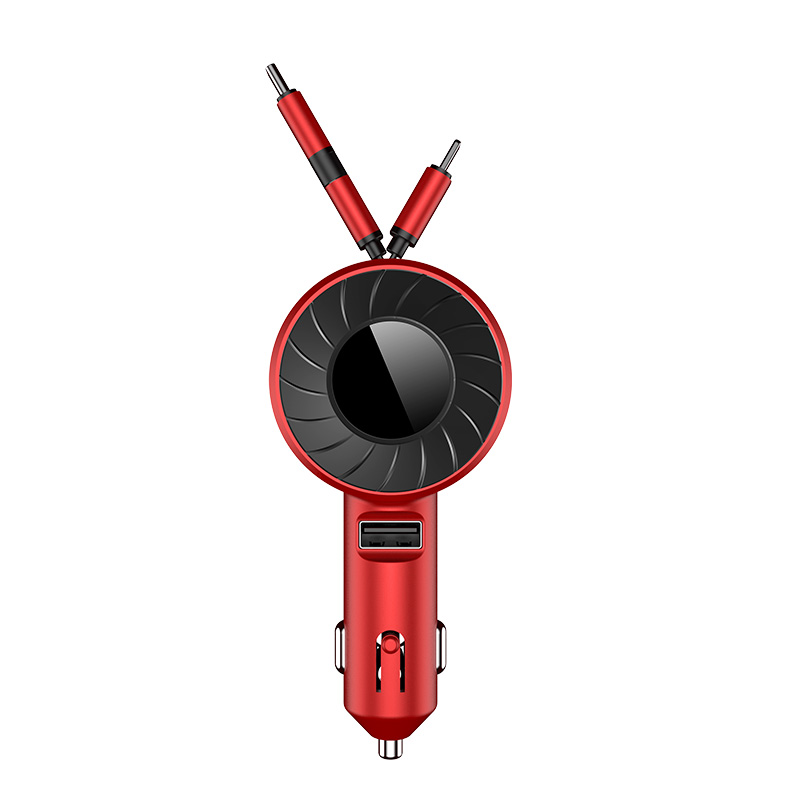 One for three retractable car smart phone charger multi-port USB fast charging data cable